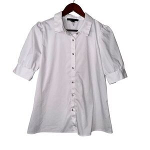 Women's A Love Story White Half Sleeve Button Down Collared Shirt